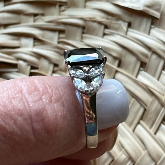 SOLD! BLACK DIAMOND 3.5CT w/ Clear CZs Silver Ring - Picture 7 of 8